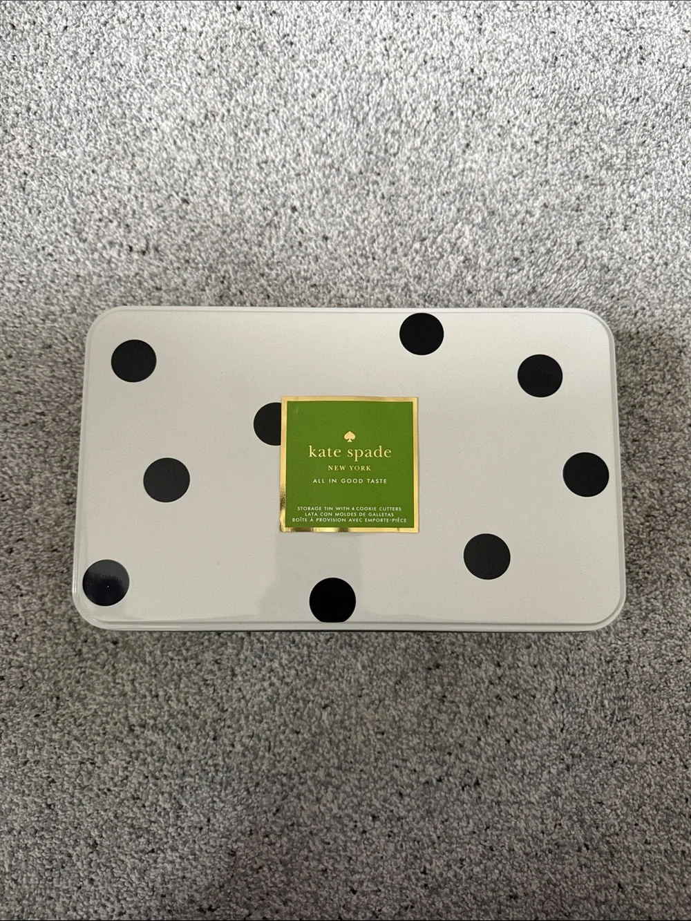 Kate Spade Cookie Cutters with Polka Dot Storage Tin NWT